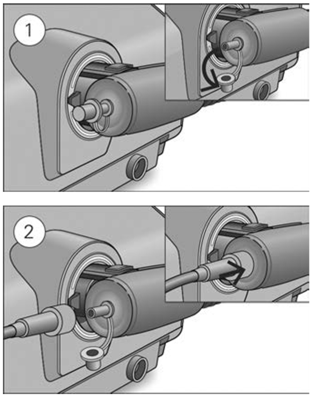 Setup ClimateLineAir Oxy with supplemental oxygen:
1. Complete all steps in the standard setup section.
2. Remove the cap from the oxygen connector.
3. Connect the oxygen supply tubing to the oxygen connector. Make sure it is firmly attached.